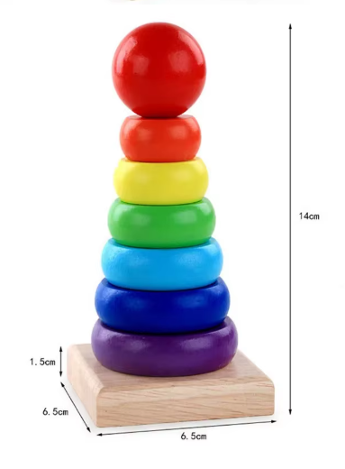 Wooden Rainbow Stacking Ring Tower