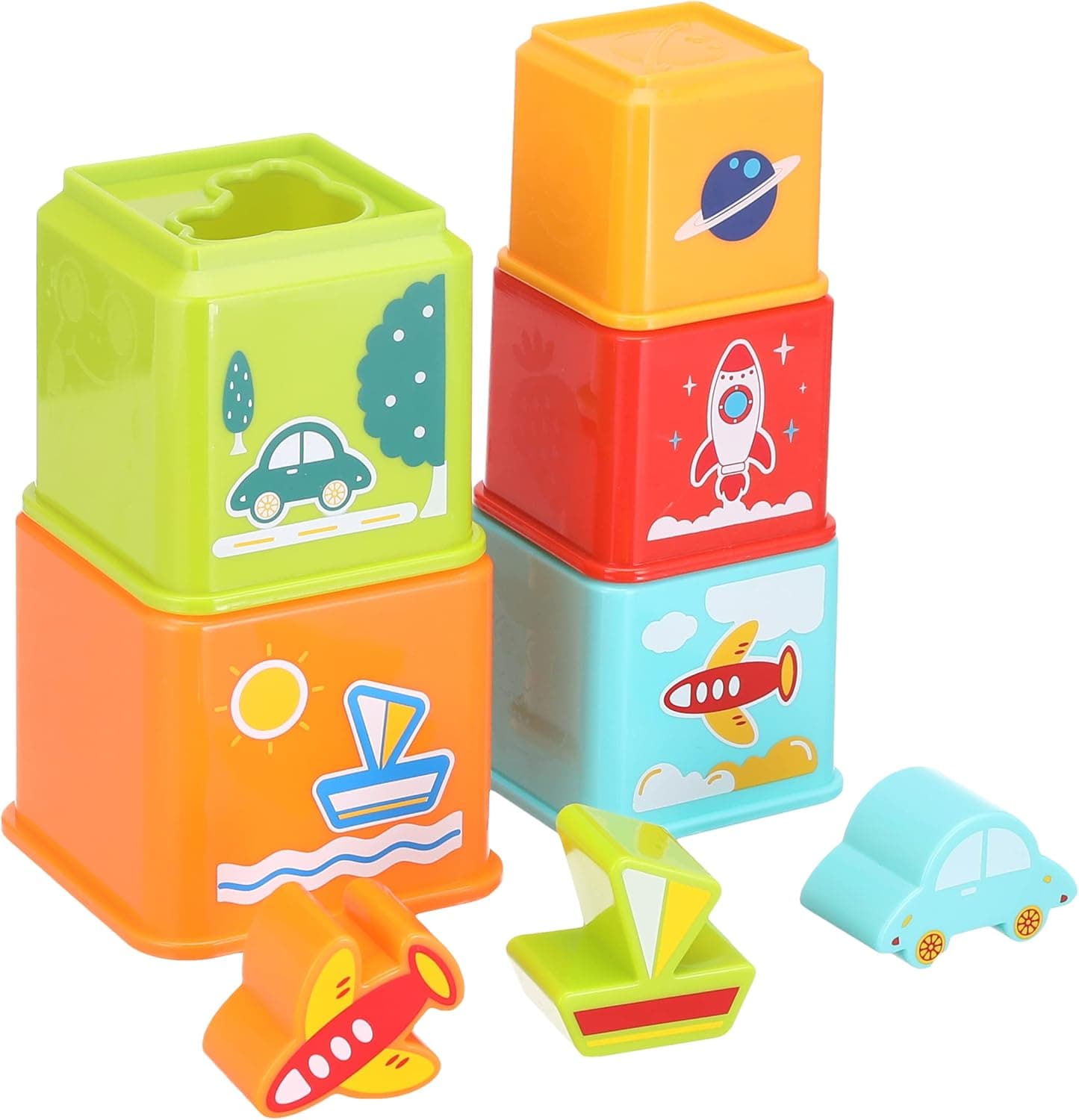 Huanger Stacking Blocks Set for Kids - 8 Pieces