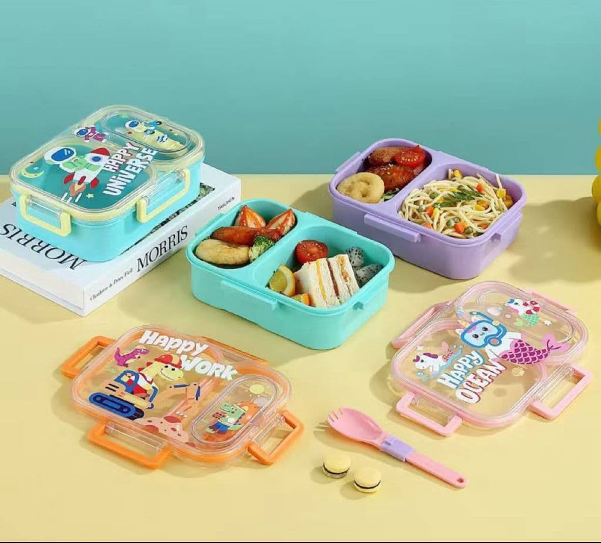 BPA Free 2 Partition Seal Lunch Box With Spoon
