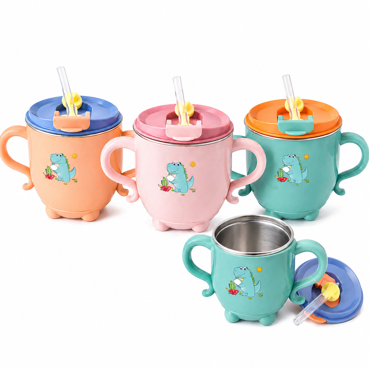 Stainless Steel Mug for Kids with Lid & Straw