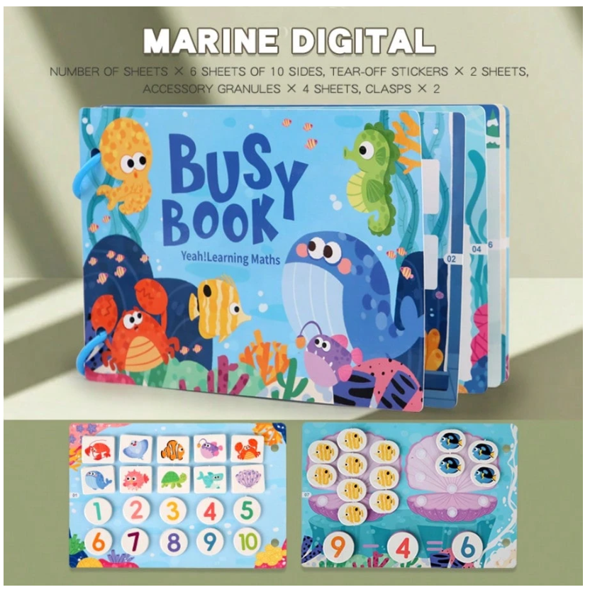 Ocean Animal Busy Book for Kids| Montessori Activity Book | Reusable DIY Preschool Learning Book