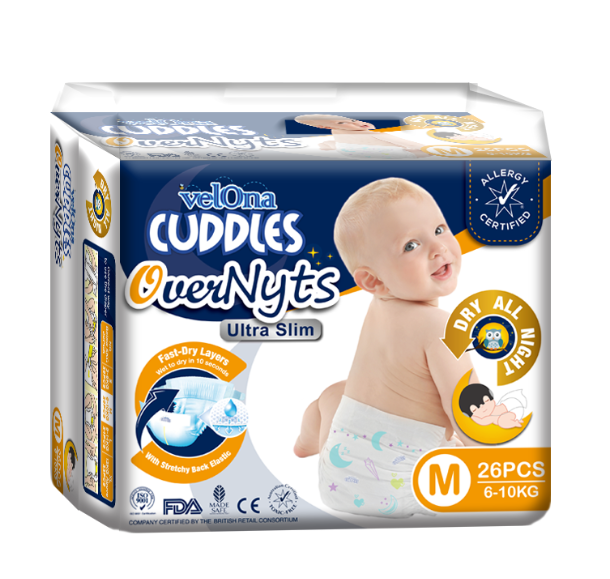 VELONA CUDDLES LOONEY TUNES / OVERNYTS DIAPER- M 26pcs 6-10 kg