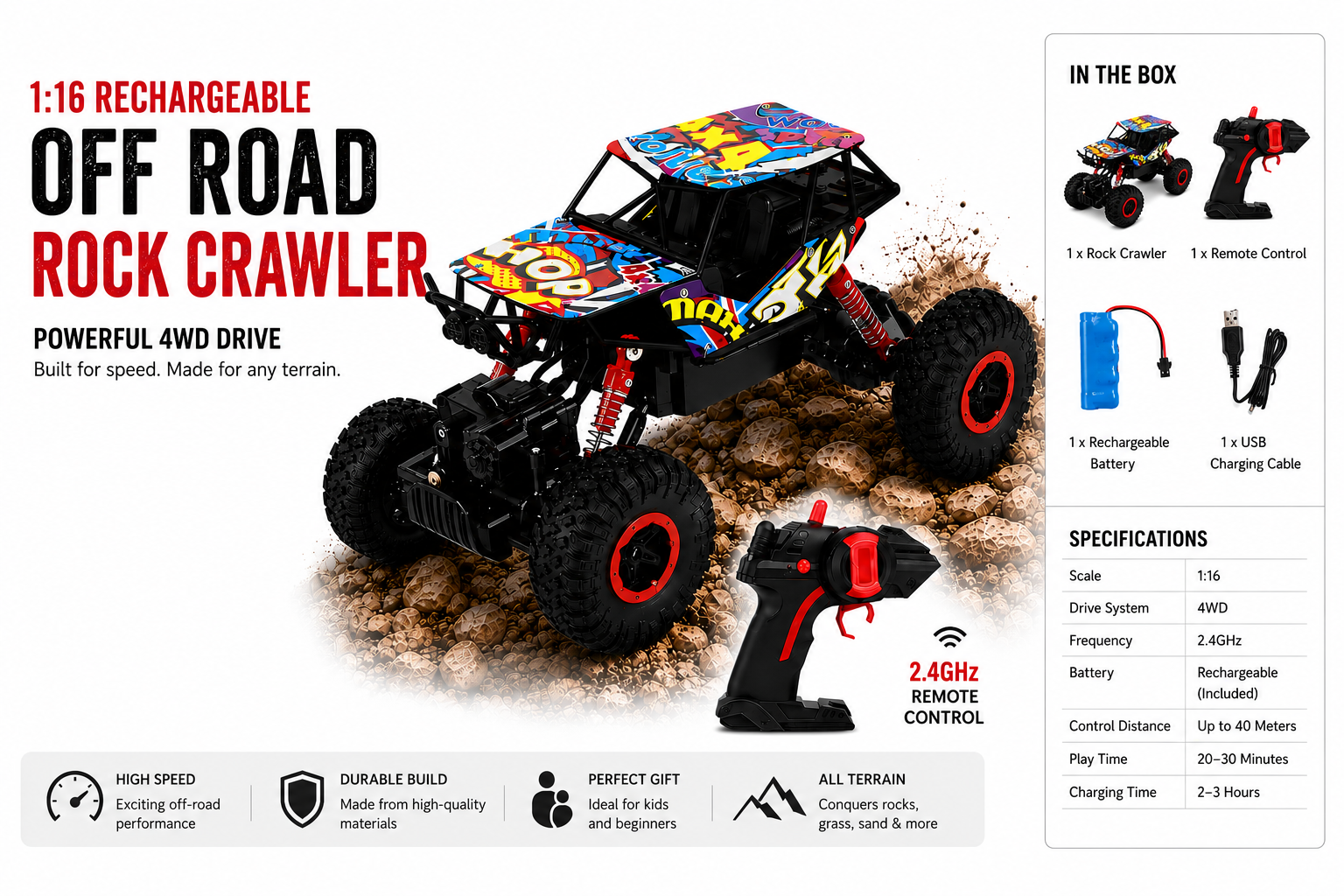 :16 Rechargeable Off Road Rock Crawler RC Car