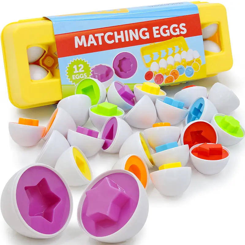 Color and Shape Recognition Sorter 12 Match Egg Set