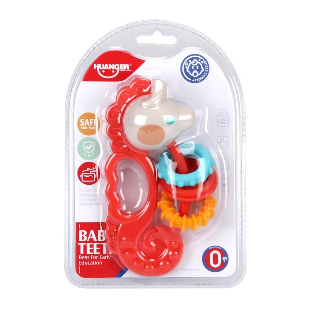 Huanger Baby Teether and Rattle Toy Sea Horse Soft Toy
